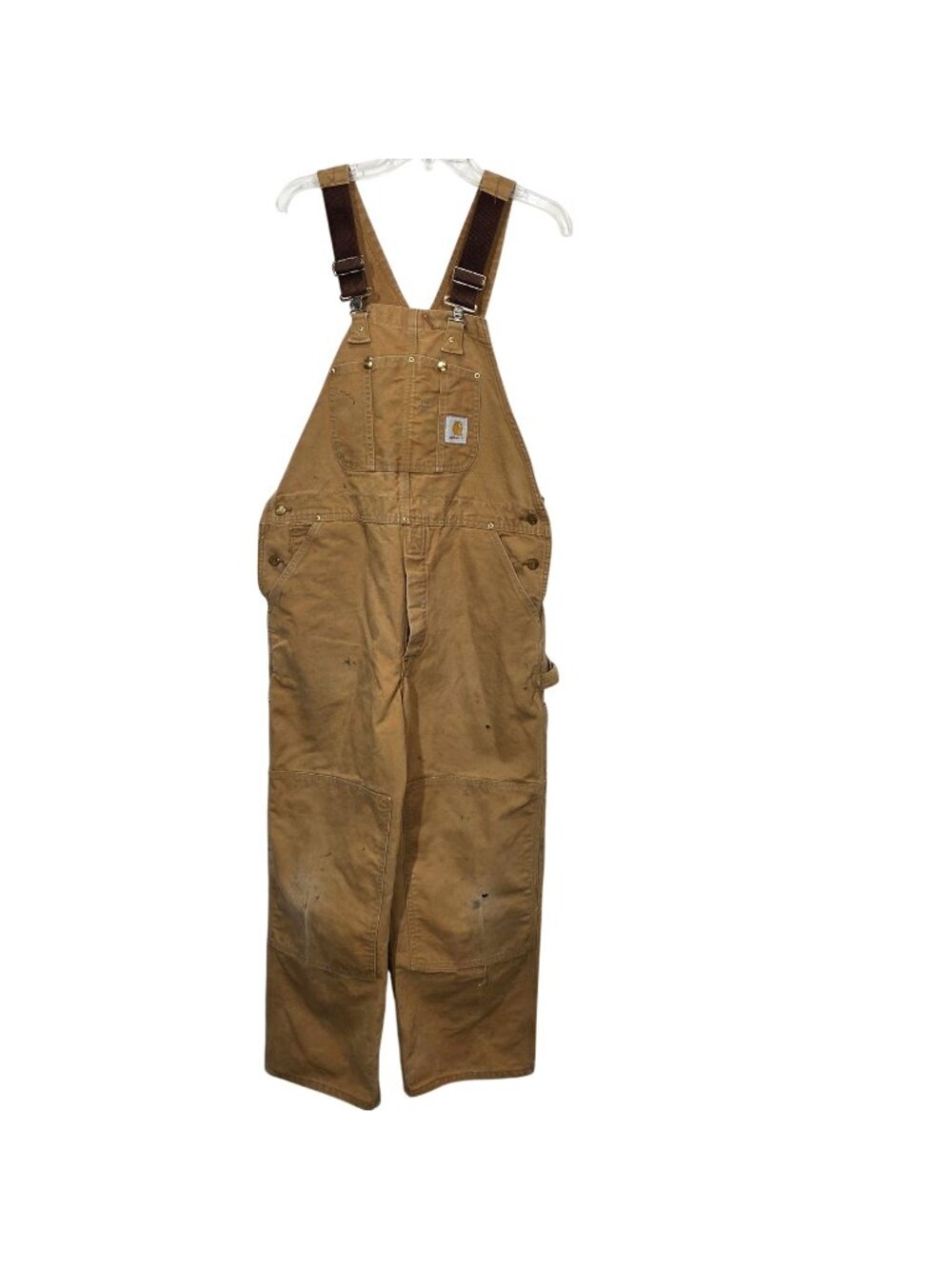 Vintage Carhartt Bib Overalls 40X30 Brown Duck Canvas Double Knee R01 USA READ